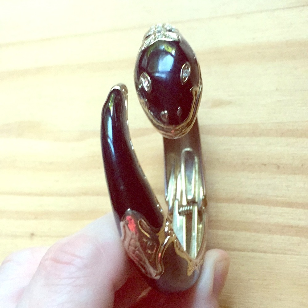 Metal and enamel snake bracelet